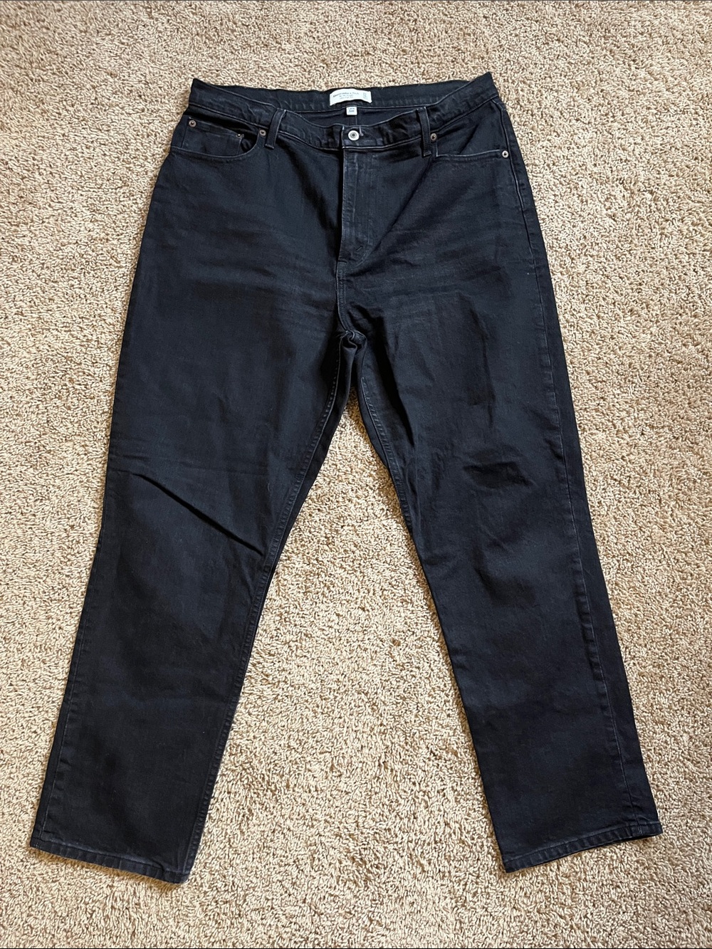 Abercrombie & Fitch Curve Love Ultra High Rise '90s Straight Jeans Black 33/16R